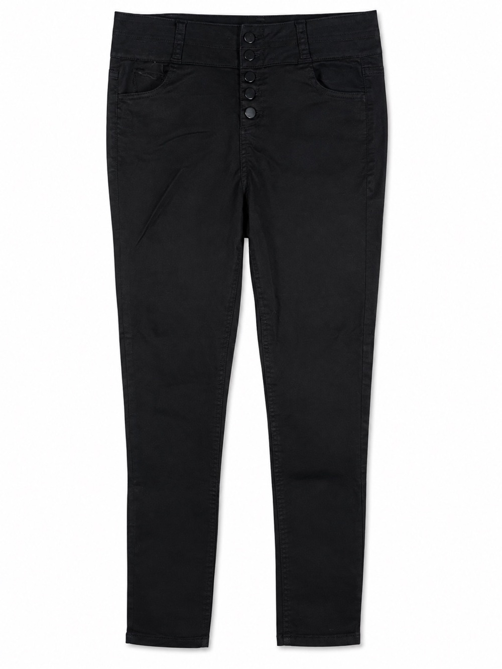 Tinseltown Women's Skinny Black High-Rise Button-Front Jeans